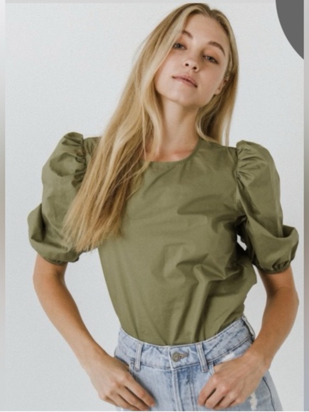 English Factory Poplin Puff Sleeve Top